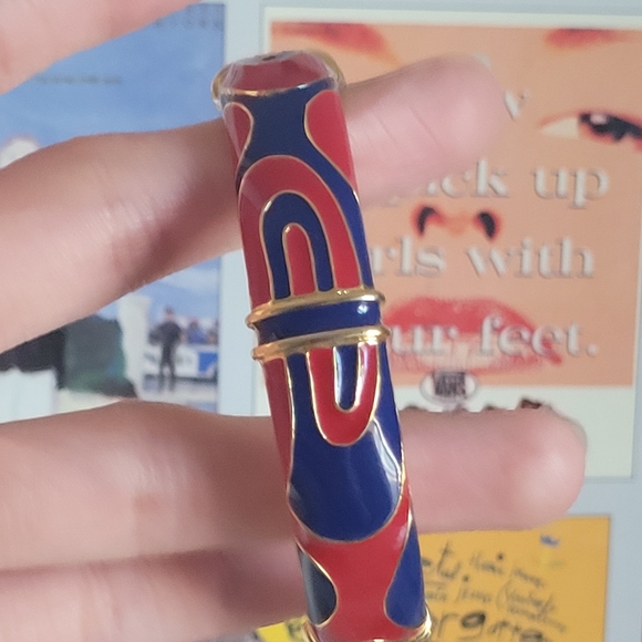 Vintage KJL red/blue enamel bracelet - Picture 4 of 8